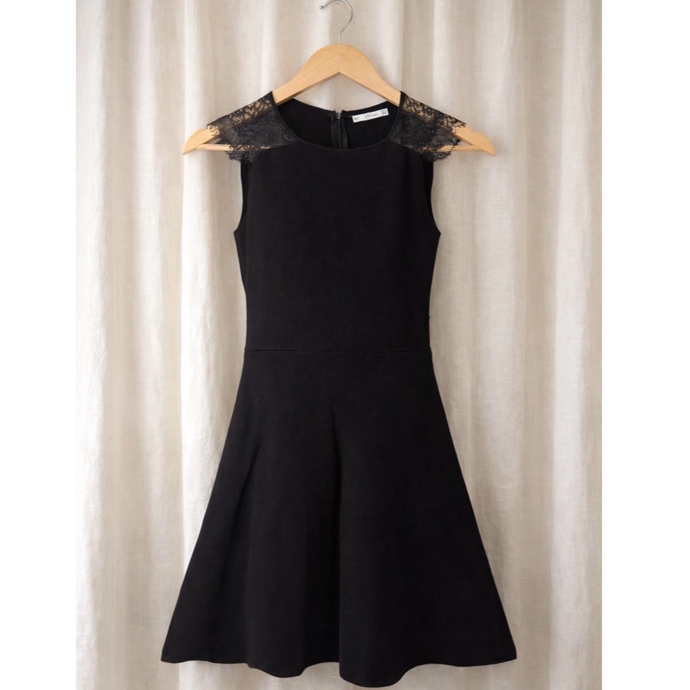 Zara Knit Black Lace Dress Size S
